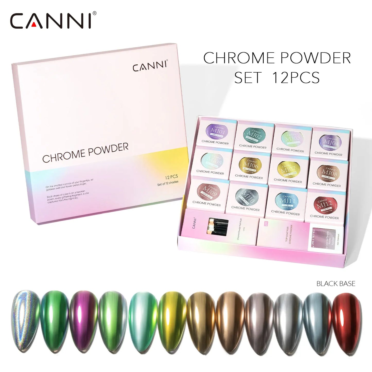 CANNI Mirror Chrome Nail Powder Aurora Effect Pearl Pigment Dust for UV Gel Nails Metallic Nail Art Decoration DIY Design