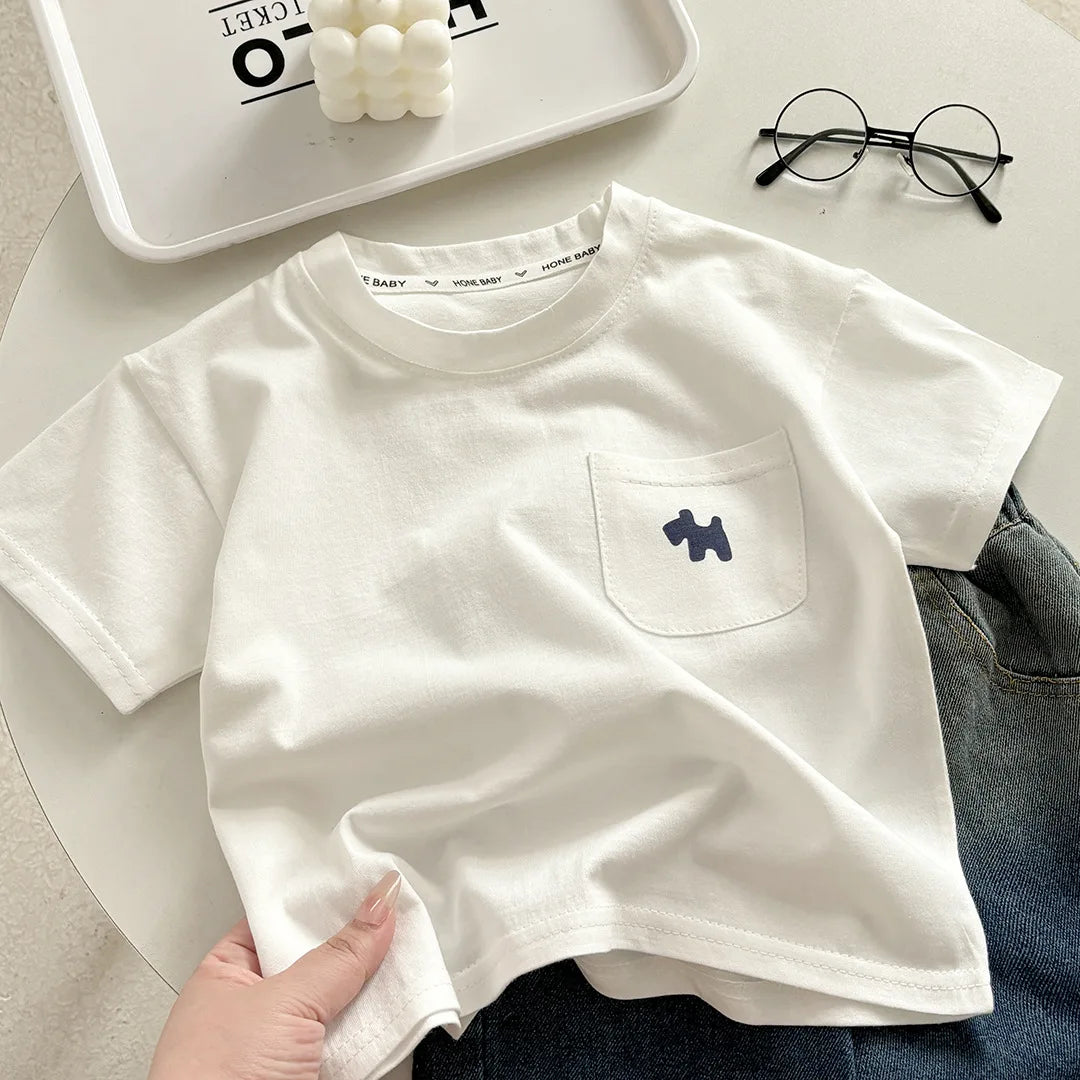 Children's Soft Cotton T-shirt Cotton Boys Summer Baby Boys and Girls New Clothing Girls Loose Casual Blouse Half-sleeved