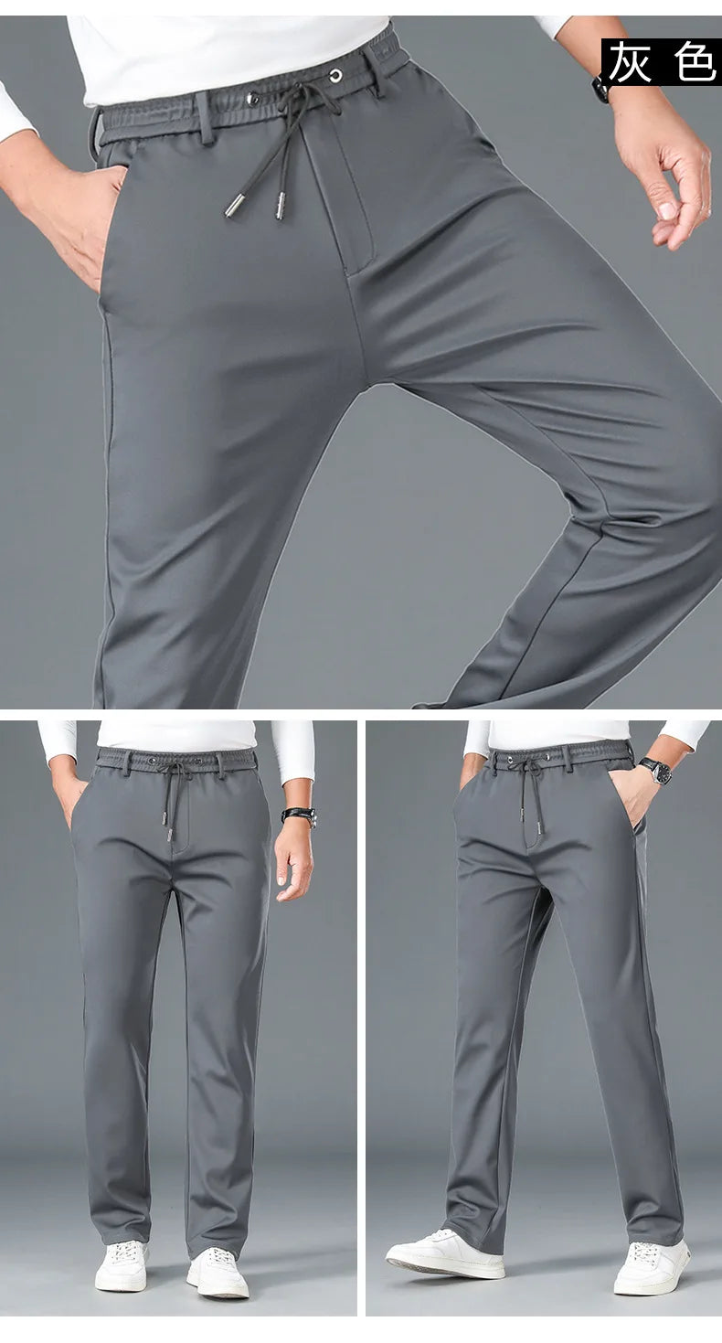Ice Silk Cool Mens Pants 2024 New Summer Thin Casual Outdoor Quick-drying Sweatpants Male Straight Baggy Casual Men Trousers