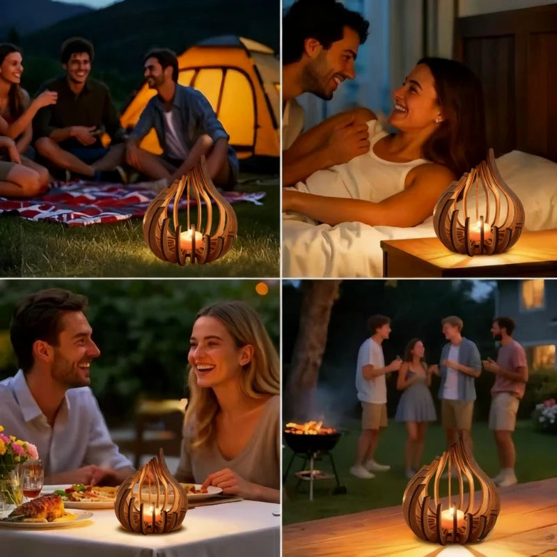 Streamline Wooden DIY Candle Holder – Handmade Warm Atmosphere Décor