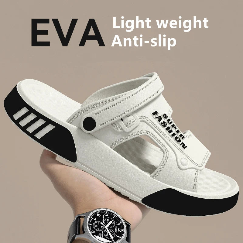 Summer Men’s Sandals EVA Soft-soled Platform Slides Slippers Indoor Outdoor Walking Beach Shoes Flip-Flops Mens Home Shoes