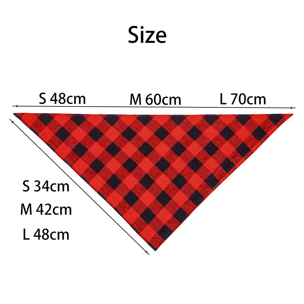 Cotton Plaid Dog Bandana & Bow Tie Collar – Washable Pet Triangle Scarf