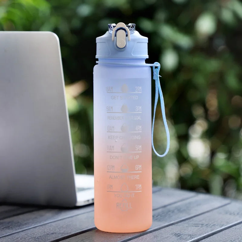 Sports Water Bottle with Time-Tracking Straw – Flip Lid, Leak-Proof, 750ml