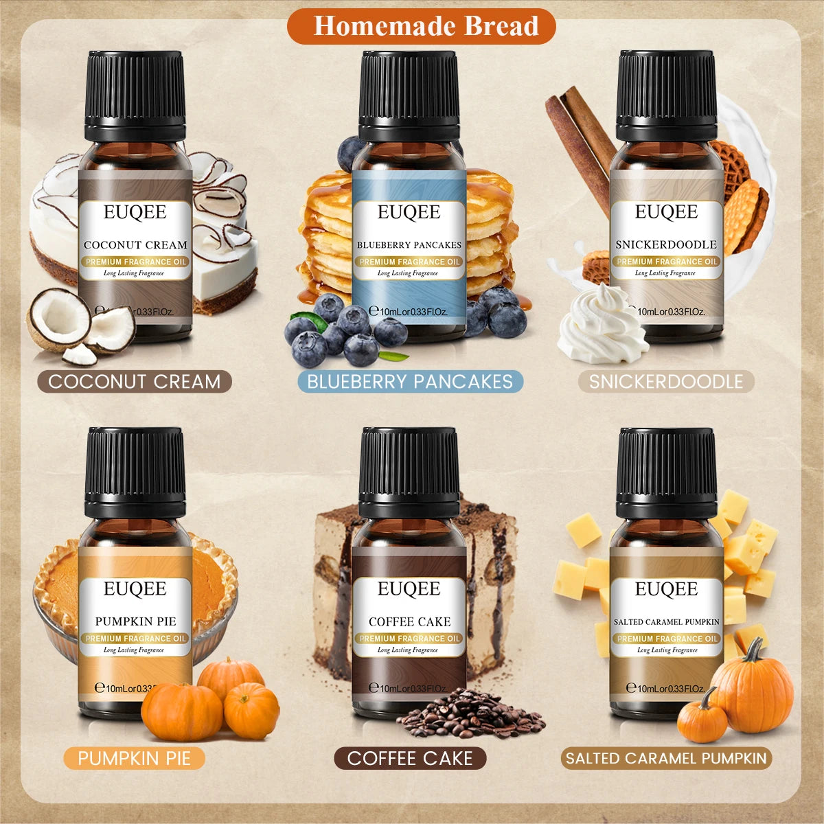 6-Piece Fragrance Oil Gift Kit – Coffee, Bakery, Harvest Spice & Forest Aroma Oils
