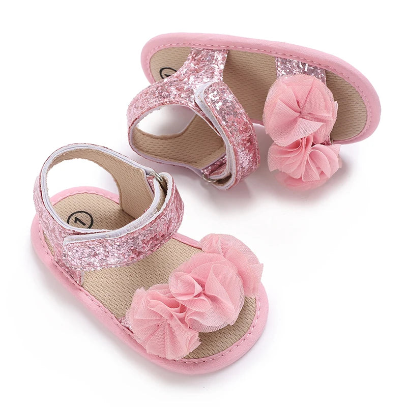 Baby Girls Sandals Soft Sole Summer Infant Wedding Dress Flat Shoes Beach Sandal Newborn Crib Shoes First Walkers