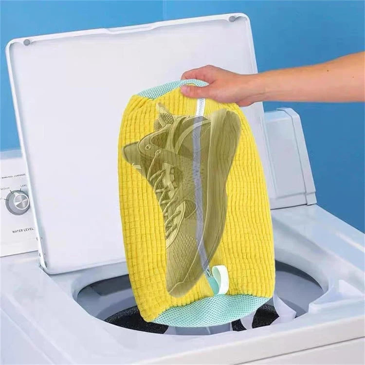 Durable Mesh Shoe Wash Bag with Zipper & Plush Lining - Protects Sneakers/Casual Shoes in Washing Machine, Reusable Laundry Bag