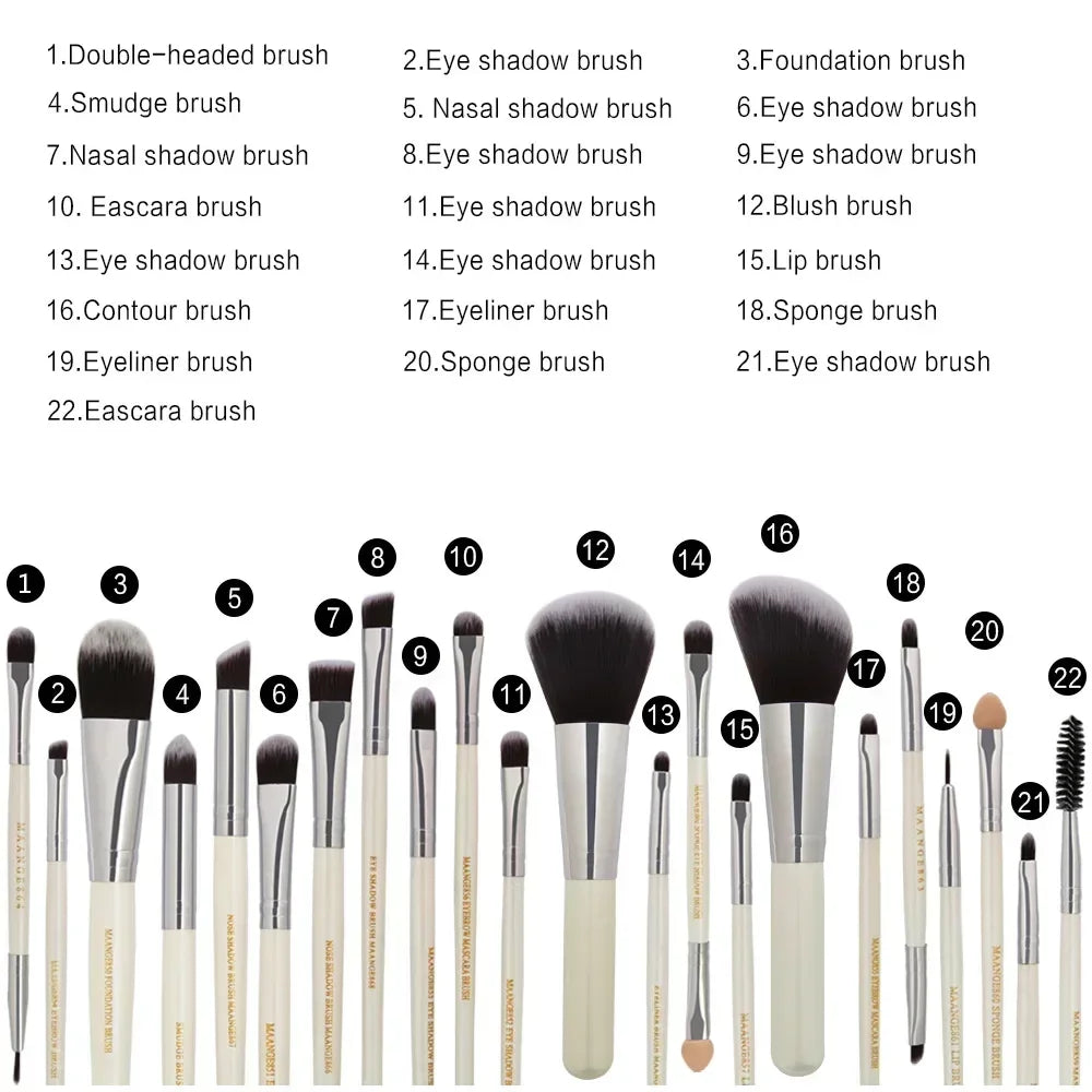 3–22 Piece Professional Makeup Brush Set – Full Face Eyeshadow & Cosmetic Tools