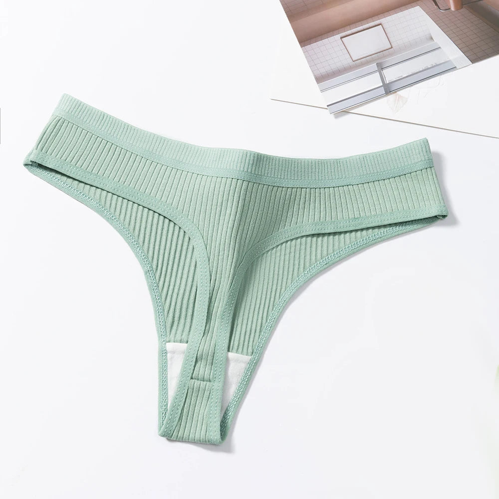 3Pcs/Set Thongs Women's Panties Striped Briefs Girls Solid Color Elastic Underwear Female Sexy Lingeries Hot Comfort G-string