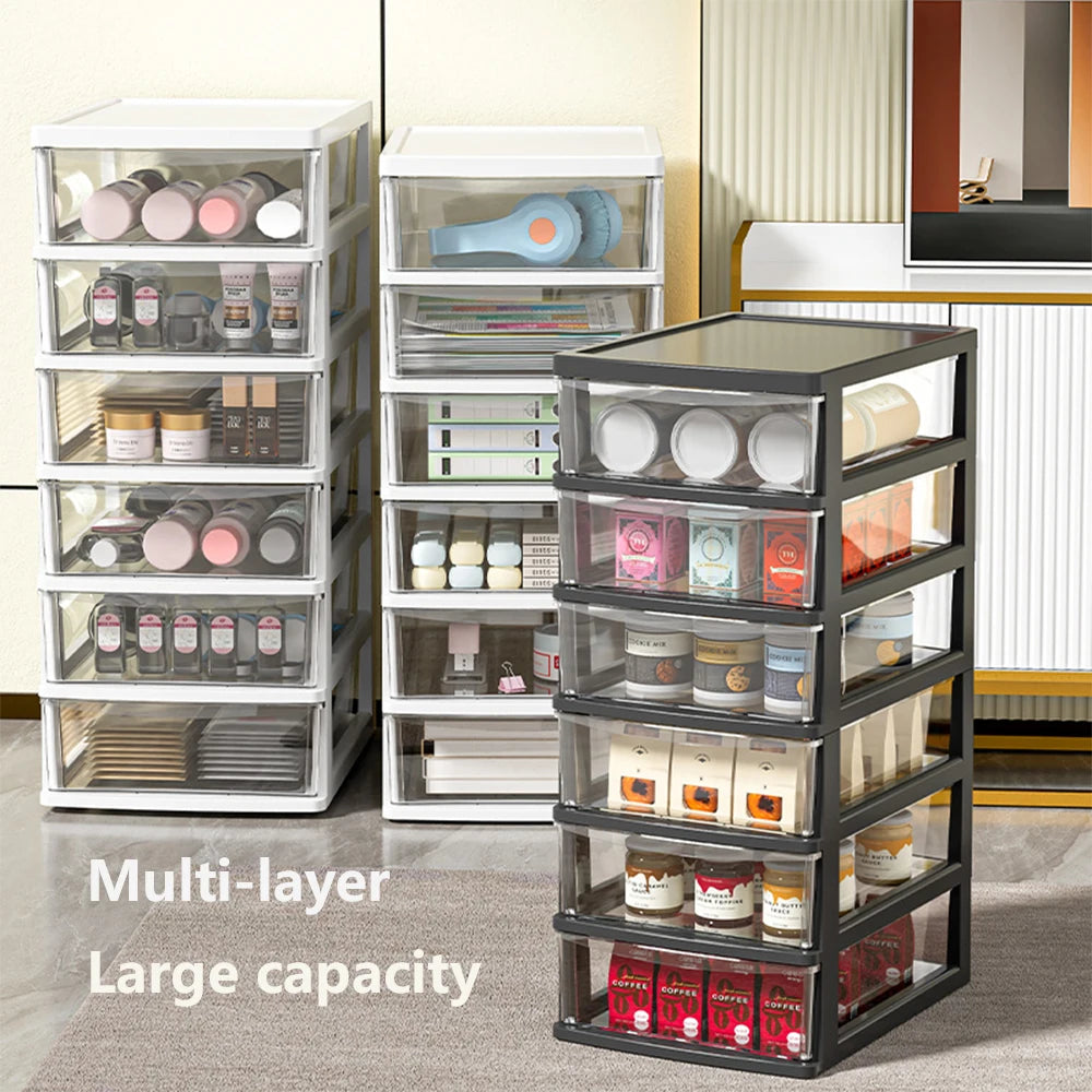 Clear Desktop Storage Box with Drawer – Heightened Organiser for Stationery & Cosmetics