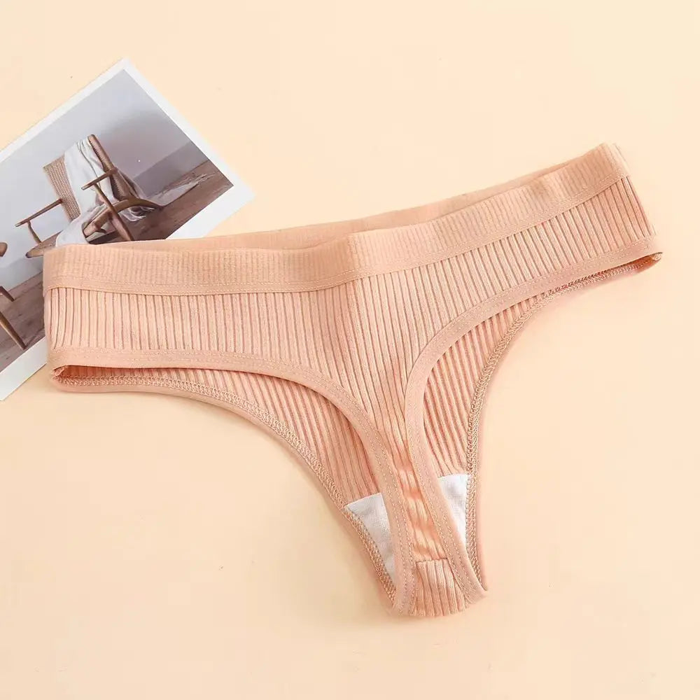 3Pcs/Set Thongs Women's Panties Striped Briefs Girls Solid Color Elastic Underwear Female Sexy Lingeries Hot Comfort G-string