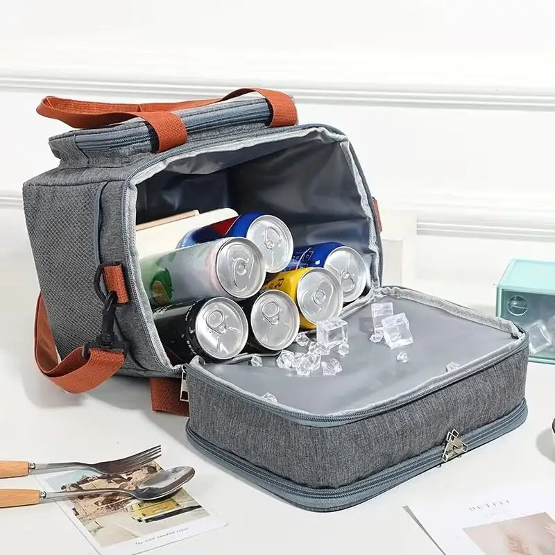 Double-Layer Insulated Tote Bag – Large Capacity Thermal Bag for Picnic & Work