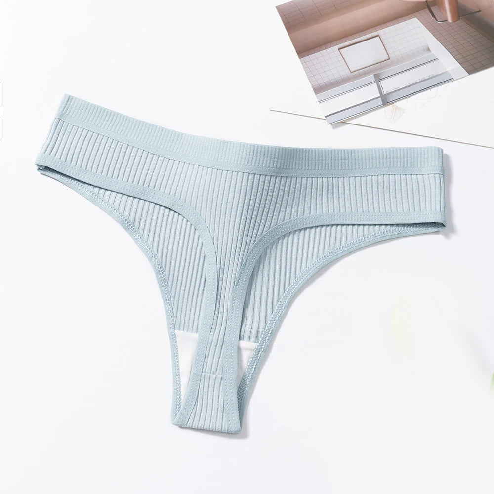3Pcs/Set Thongs Women's Panties Striped Briefs Girls Solid Color Elastic Underwear Female Sexy Lingeries Hot Comfort G-string