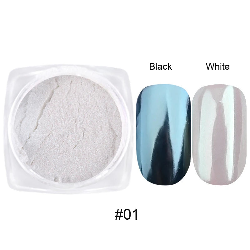 Aurora Chrome Nail Powder – High-Gloss Moonlight Mirror Pearl Glitter Pigment