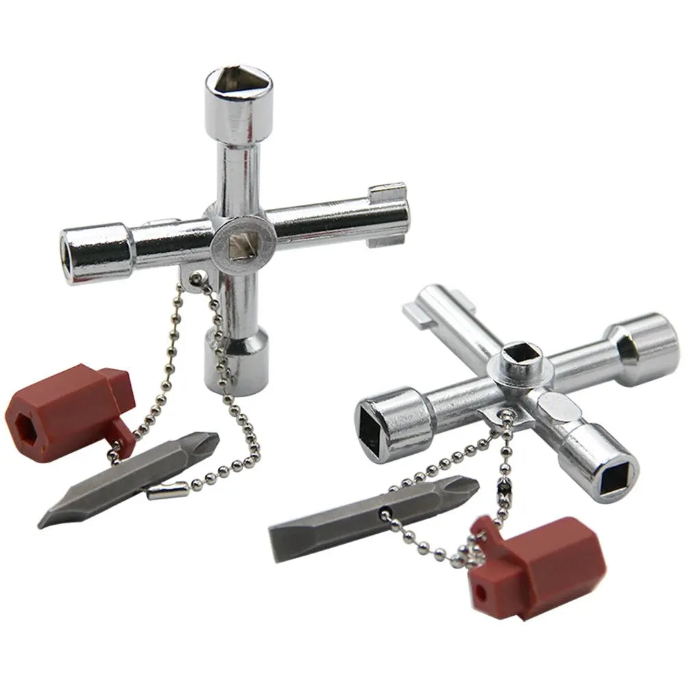 4-in-1 Key Wrench Screwdriver Tool Set – Triangle, Quadrangle & Electrical Cabinet