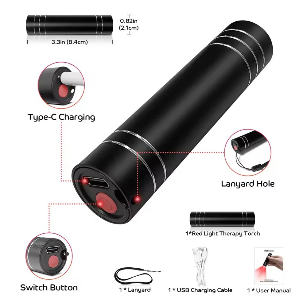Portable Red Light Therapy Torch – 660nm & 850nm Handheld Pain Relief Wand