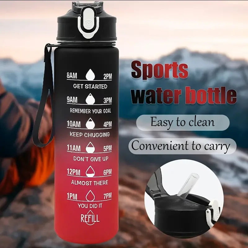 Sports Water Bottle with Time-Tracking Straw – Flip Lid, Leak-Proof, 750ml