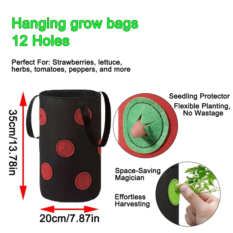 Hanging Grow Bags for Strawberries Tomatoes Hanging Planting Grow Bag Vertical Garden  Strawberry Planter Pot Aeroponic Tower