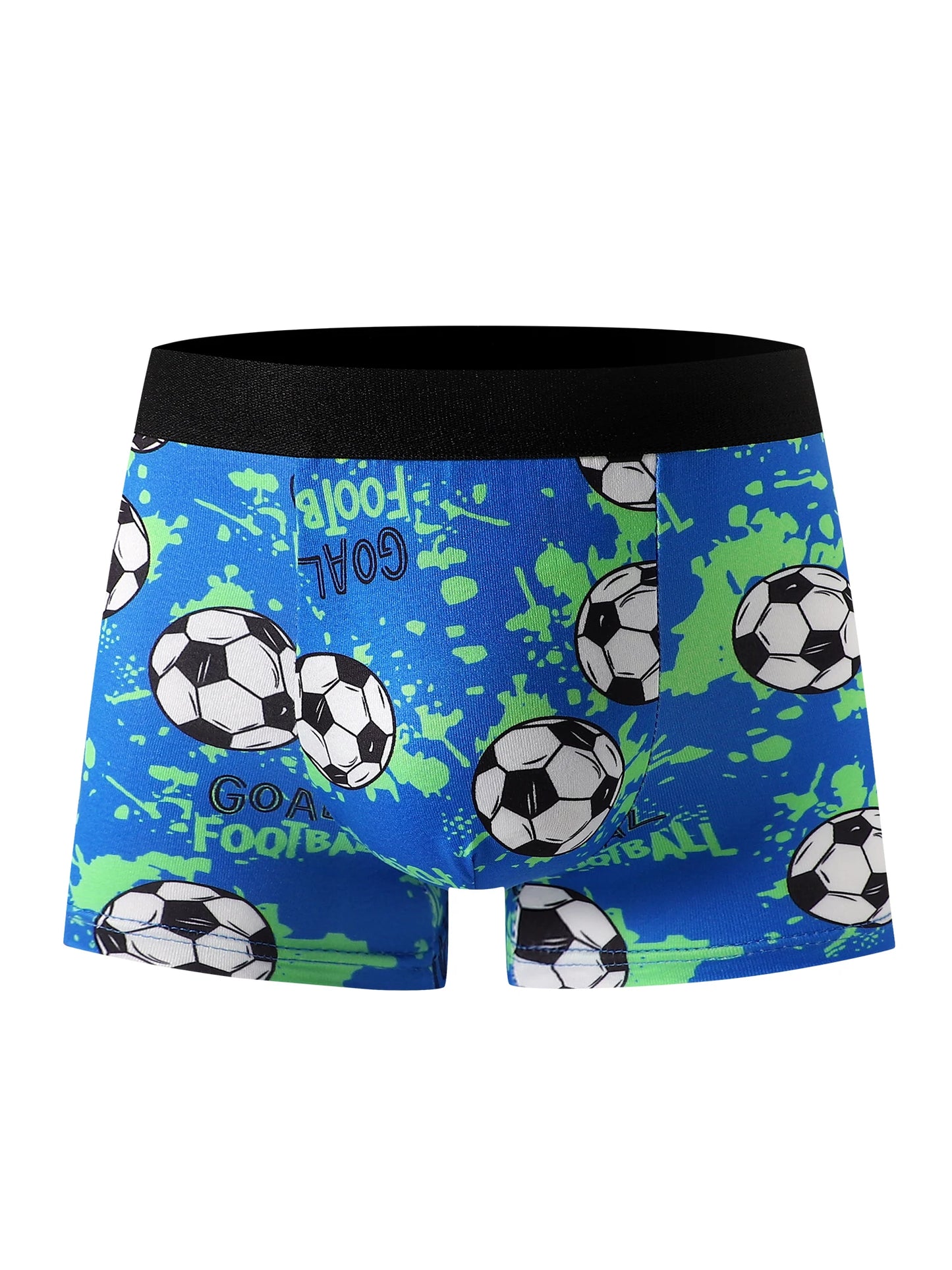 5-Piece Mixed Set of Boys' Underwear with Football Print, Soft and Comfortable, Suitable for Elementary School Students, Home Casual Wear, and Sports, for Children Aged 4-8