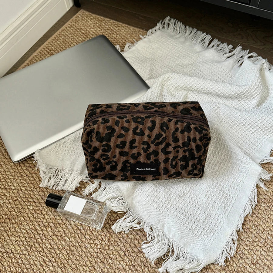 Leopard Print Large Capacity Makeup Bag – Lipstick Organiser Cosmetic Storage Pouch
