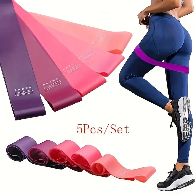 5-Piece TPE Resistance Band Set – Fabric Elastic Bands for Yoga, Gym & Pilates