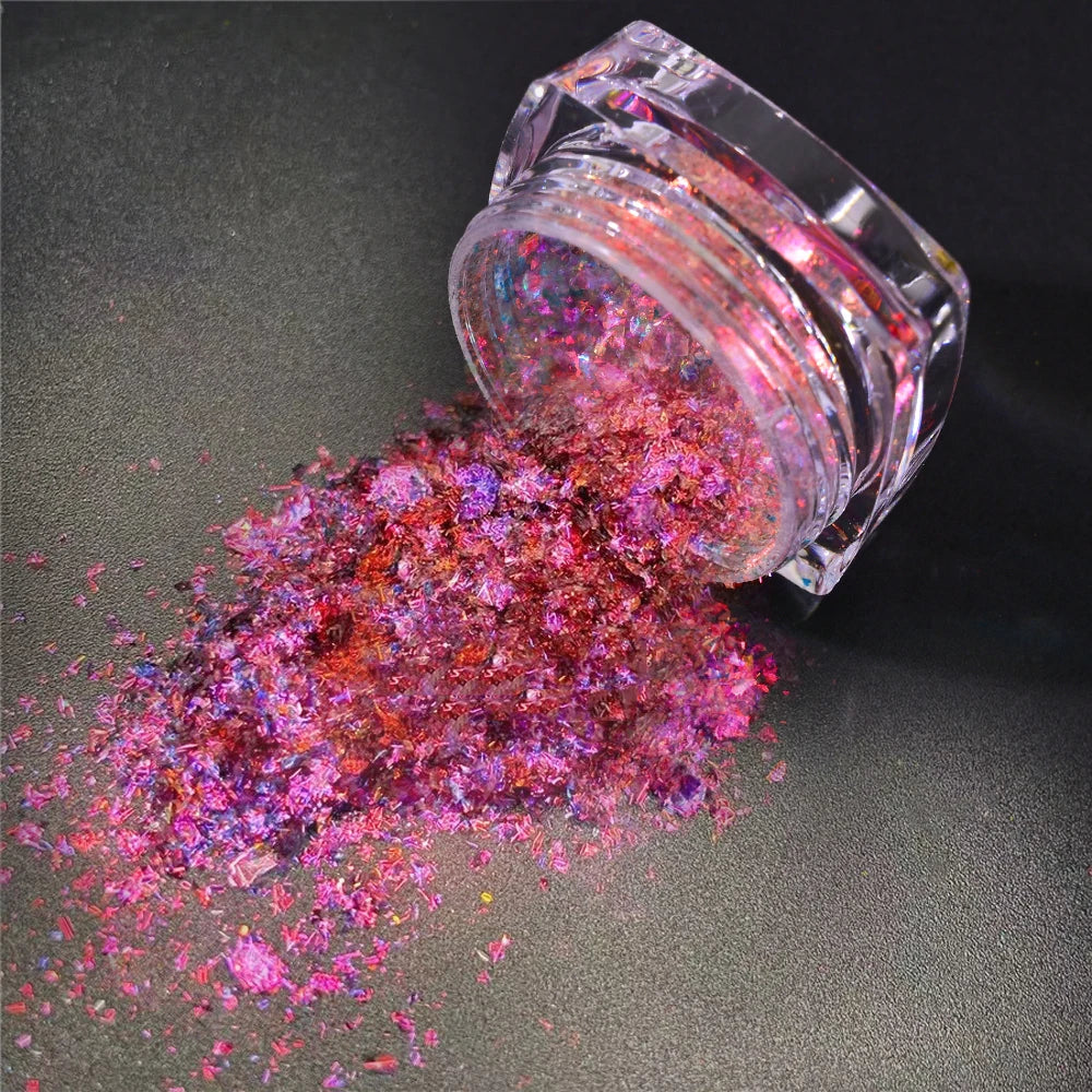 Chrome Mirror Nail Powder – Holographic Laser Silver & Gold Glitter Pigment