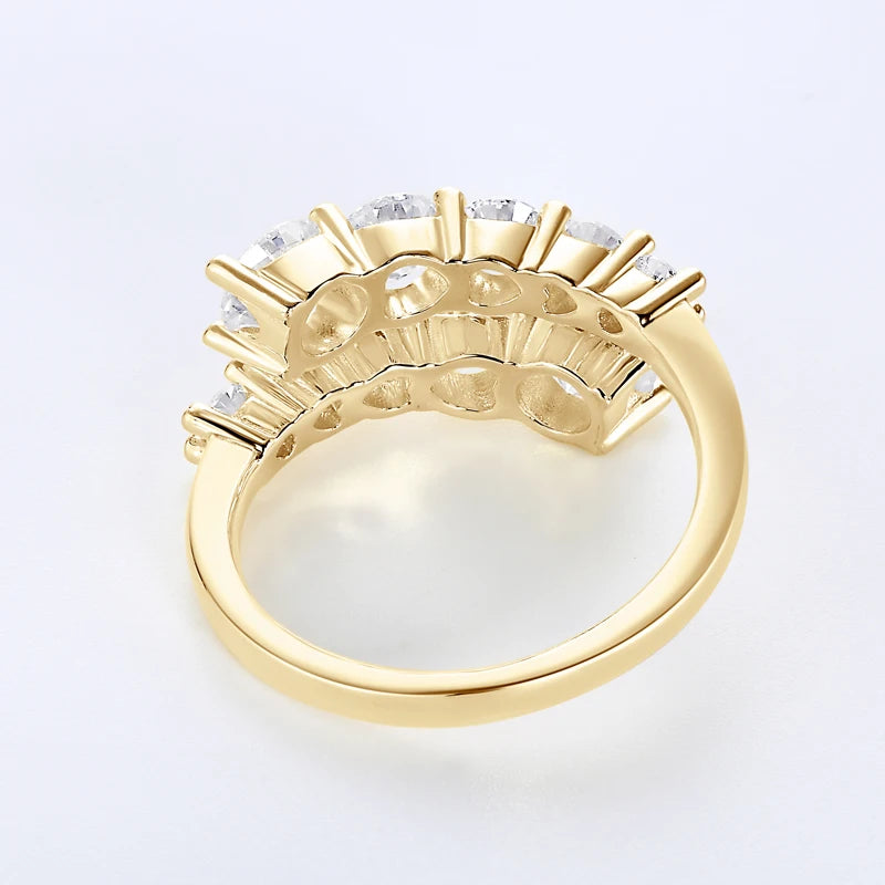 OXTAO Luxury Anniversary Moissanite Twist Shank Ring 3.26cttw 10 Stones Finger Rings Engagement Wedding 14K Gold Filled Jewelry