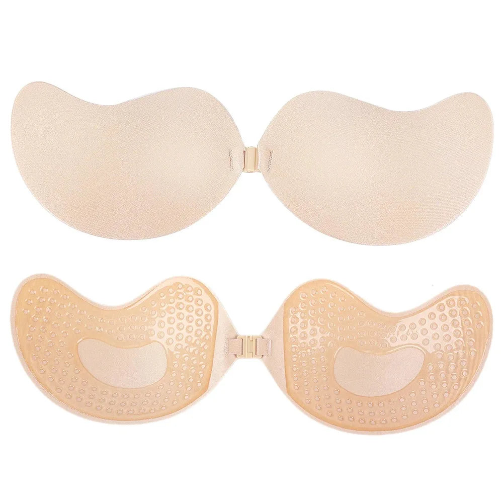 Sexy Women Invisible Push Up Bra Self-Adhesive Silicone Bust Front Closure Sticky Bra Skin Backless Strapless Bra