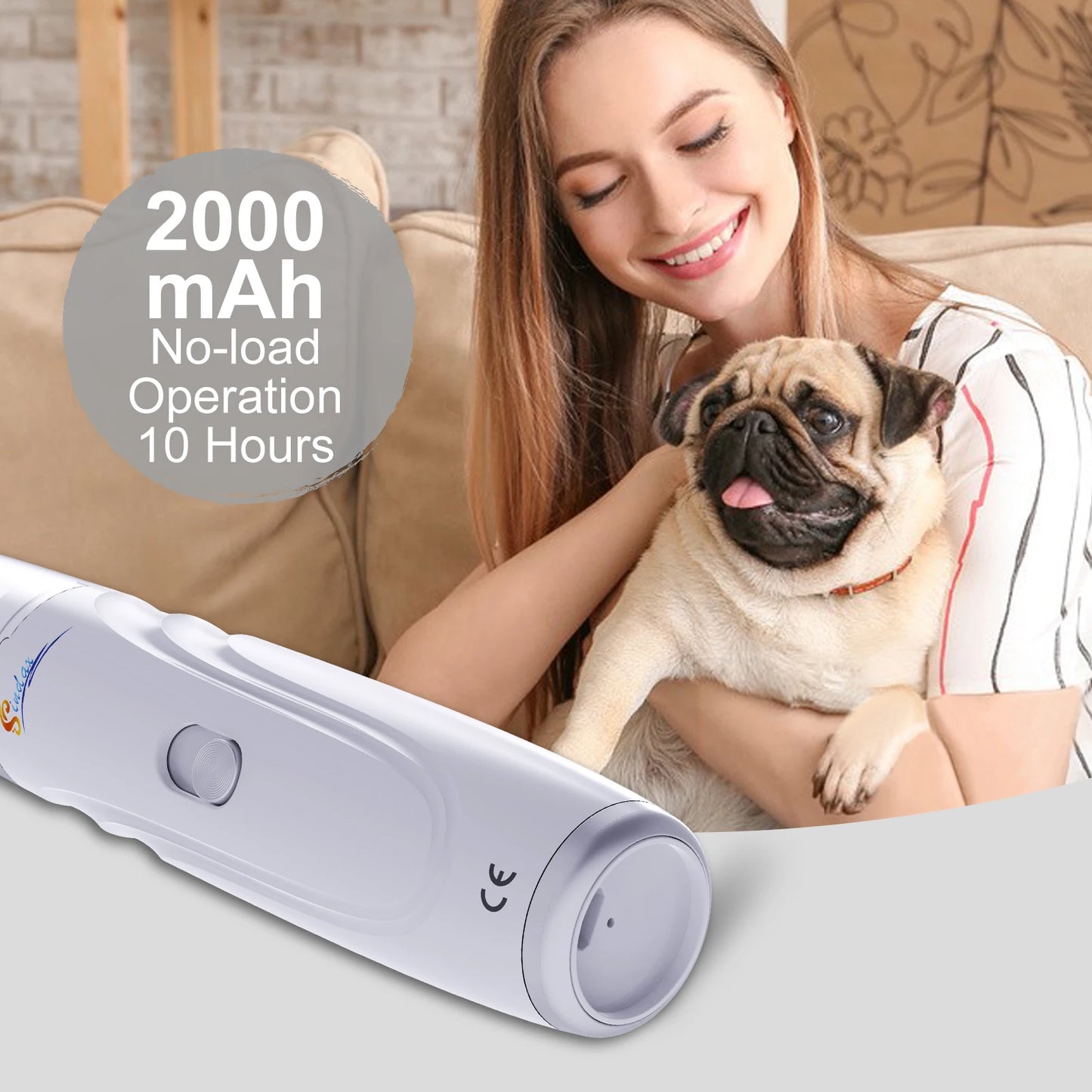 Rechargeable Dog Nail Grinder — Quiet 2-Speed Painless Paw Trimmer
