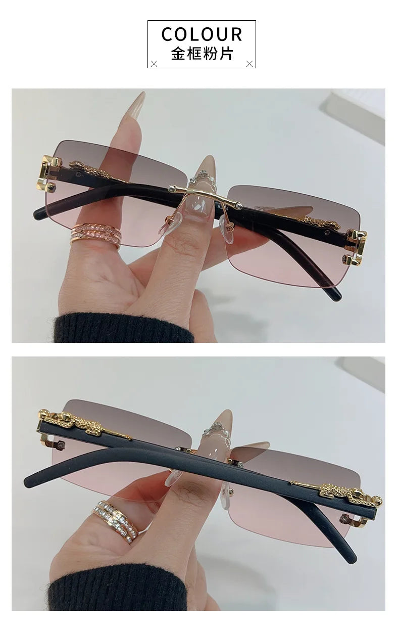 Frameless Rectangular Vintage Sunglasses – UV400 Personalised Eyewear for Men & Women