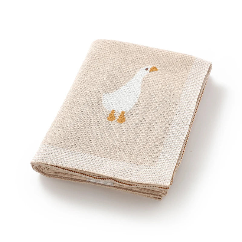 Baby Cotton Blanket Cartoon Goose Knitted Newborn Boys Girls Swaddle Wrap Plaid for Stroller Bedding 90*70cm Infant Sleeping Mat