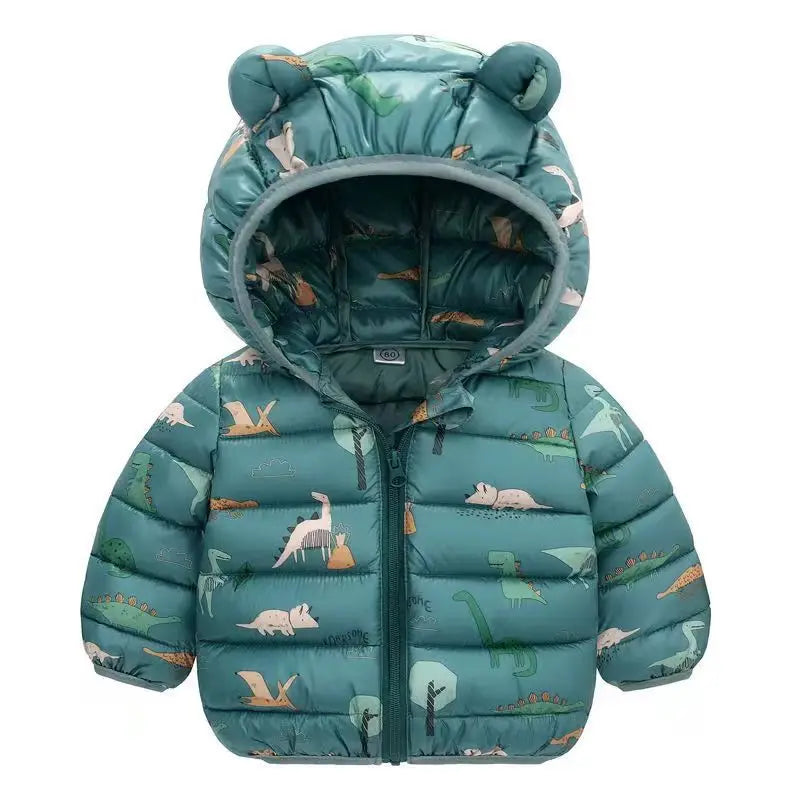 2023 Baby Girls Jackets For Kids Cartoon Bear Zipper Coats Autumn Boys Warm Hooded Down Jackets Children Christmas Outerwear