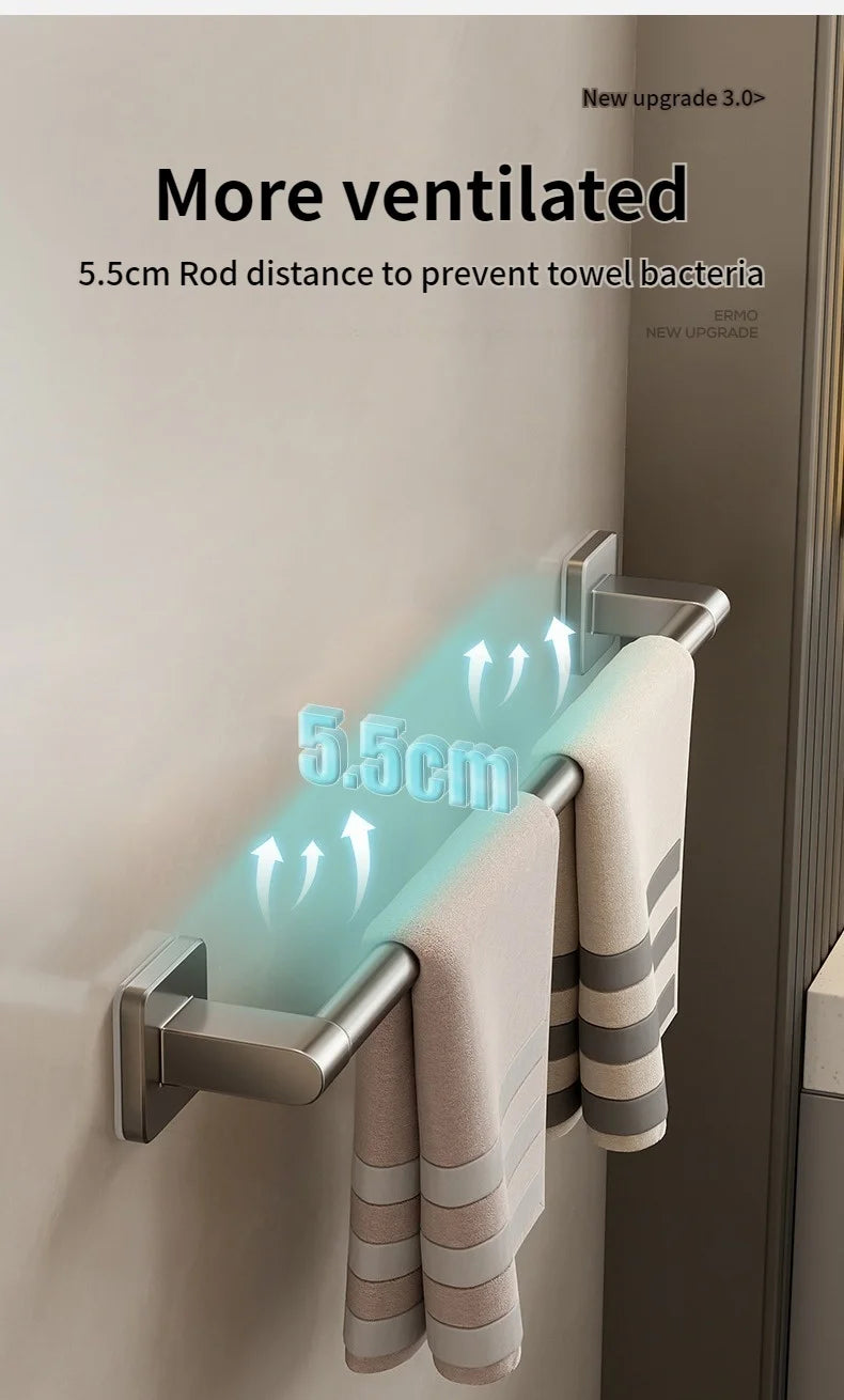 No-Drill Bathroom Towel Bar & Hook Set – Adhesive Wall-Mounted Rack