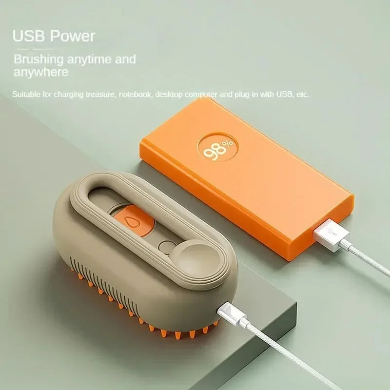 Electric Steamy Brush for Cat and Dog, Steam Brush, Electric Sprayer for Massage, Pet Grooming Tool, Shedding Combs, 3 in 1