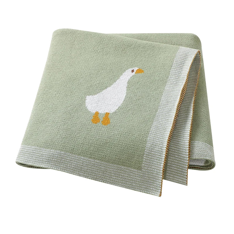 Baby Cotton Blanket Cartoon Goose Knitted Newborn Boys Girls Swaddle Wrap Plaid for Stroller Bedding 90*70cm Infant Sleeping Mat