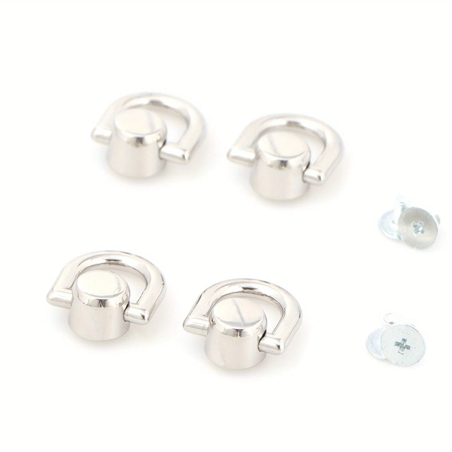 4 Pcs D Rings Rivets for Leather Purse Stud Screw Metal Ring Studs Rivets for Wallet Strap Accessories Leather Purse Hardware