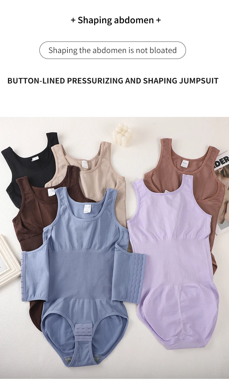Double-Breasted Tummy Control Bodysuit – Postpartum Slimming Waist Trainer Corset