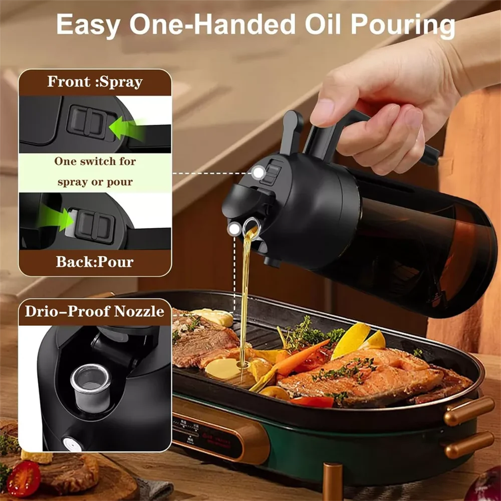 2-in-1 Glass Olive Oil Dispenser & Sprayer Bottle – 470ml, Leakproof