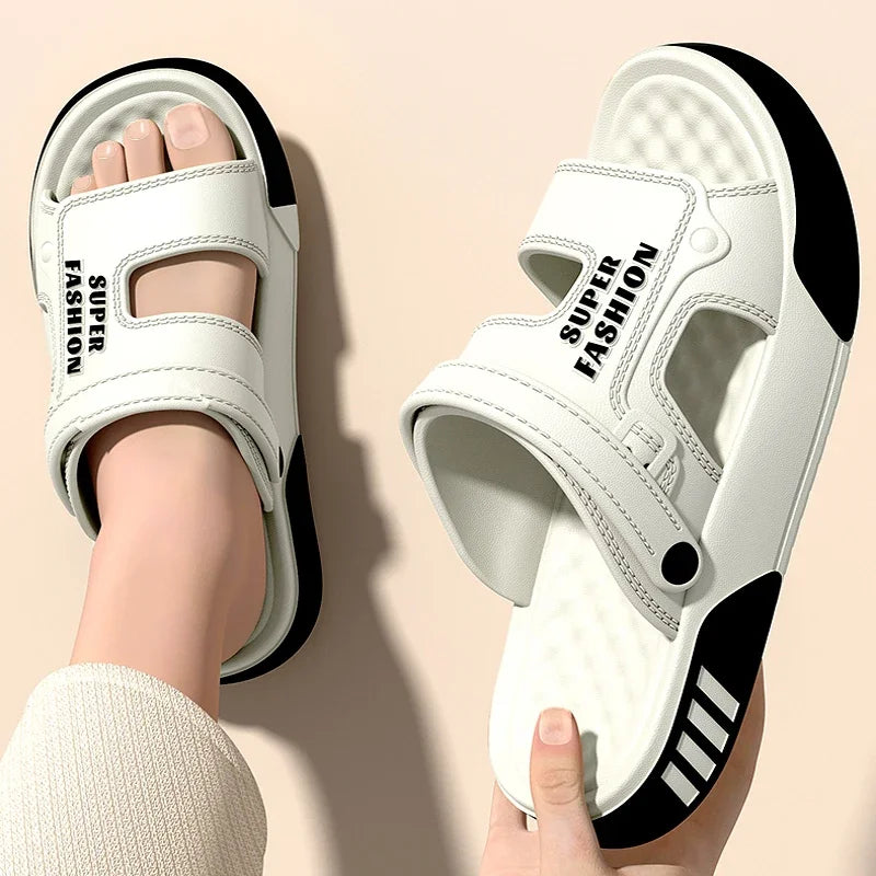 Summer Men’s Sandals EVA Soft-soled Platform Slides Slippers Indoor Outdoor Walking Beach Shoes Flip-Flops Mens Home Shoes