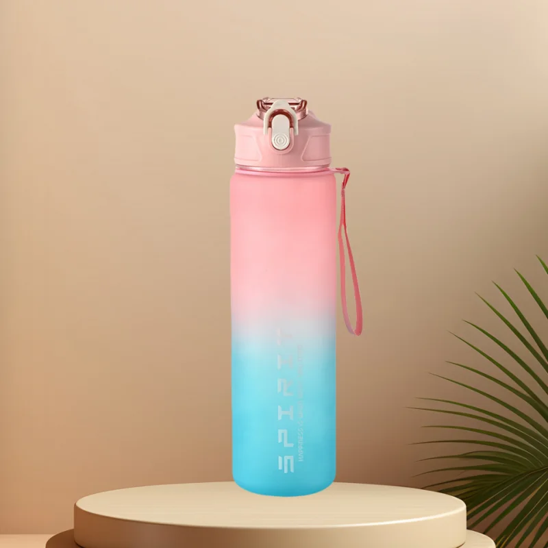 Sports Water Bottle with Time-Tracking Straw – Flip Lid, Leak-Proof, 750ml