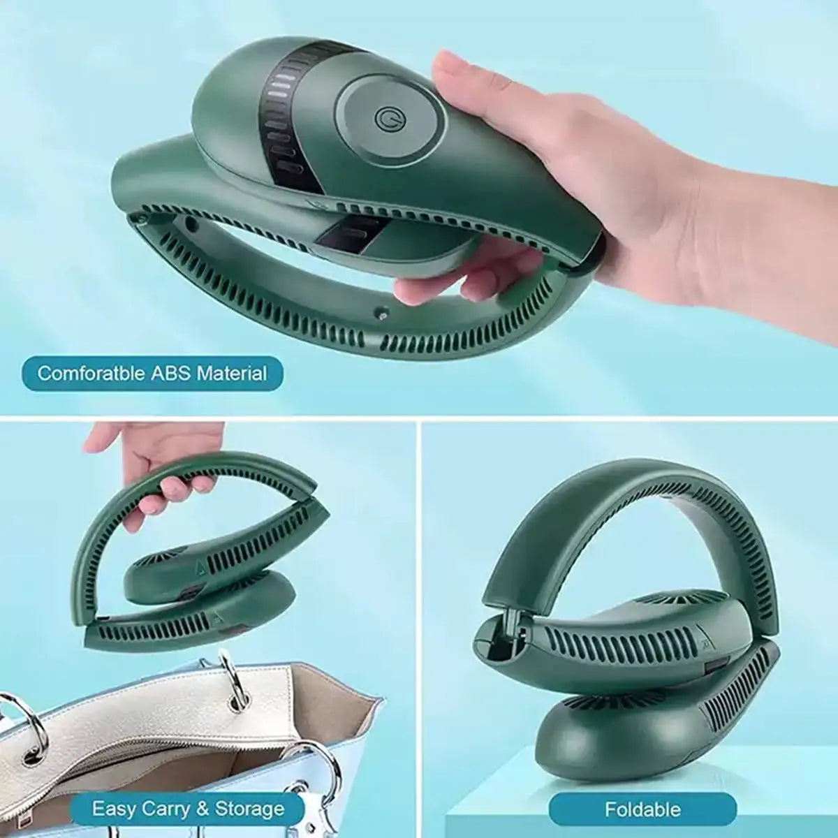 5000mAh Bladeless Neck Fan – USB Rechargeable Foldable Wearable Cooling Fan