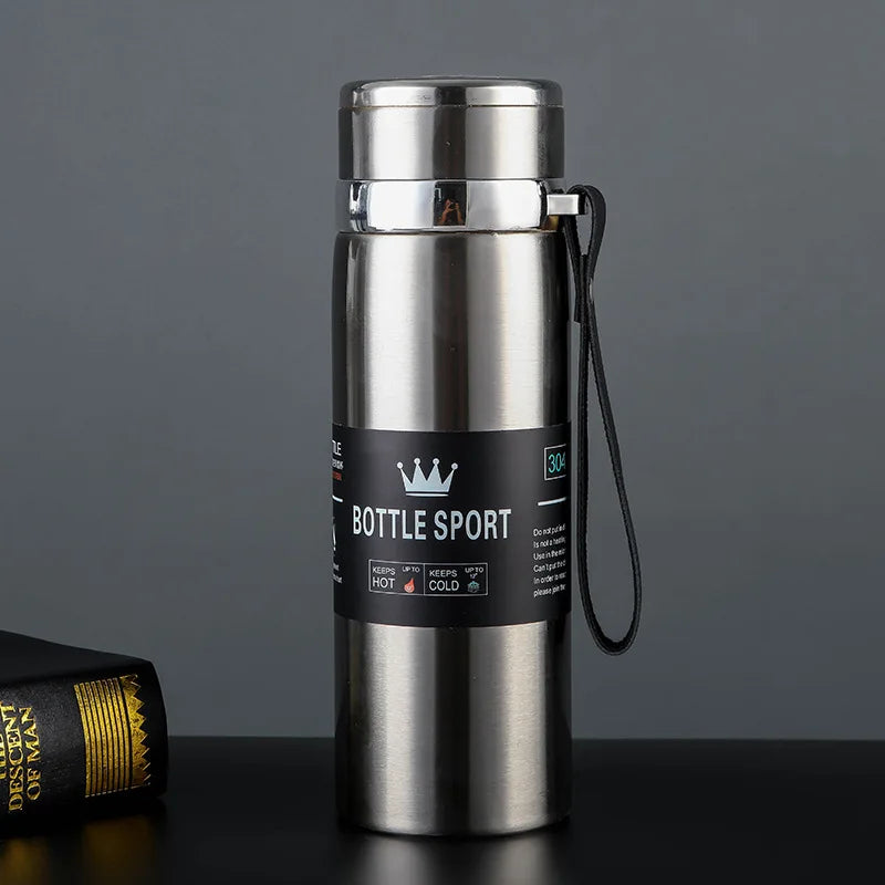 1L Stainless Steel Thermos Vacuum Double Layer Insulated Stainless Steel Water Bottle Can Store Hot and Cold Water Metal Kettle