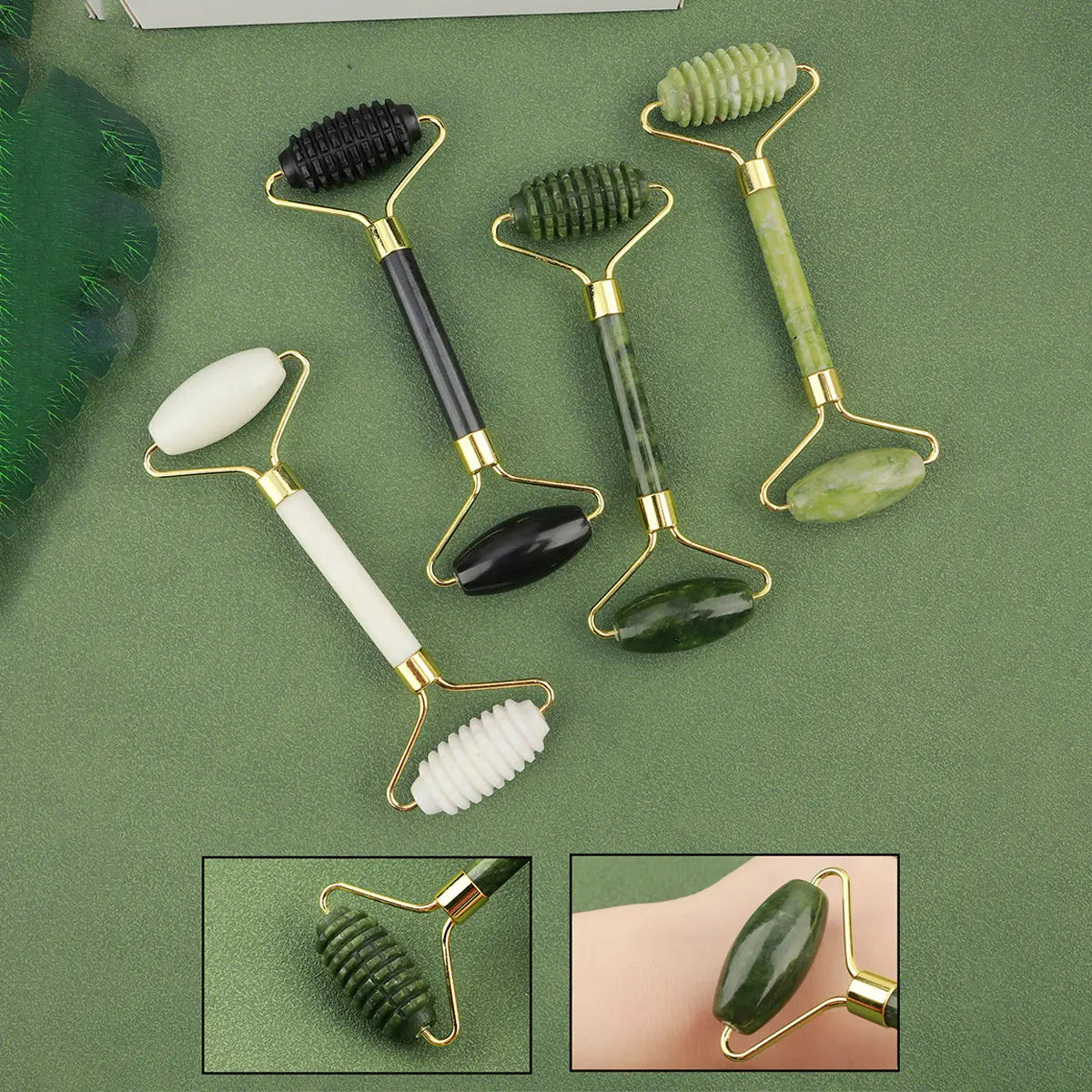 3-in-1 Jade Roller & Gua Sha Set – Eye Massager, Ridged Scraper & Face Roller