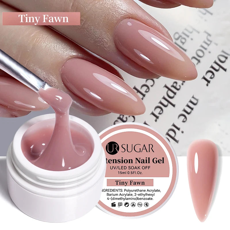 UR SUGAR 15ml Box Extension Nail Gel Jelly Pink White Clear UV Gel Hard Gel Extension Gel Nails Finger French Nail Art Manicure
