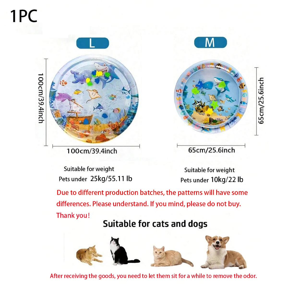 Inflatable Water Play Mat for Pets – Fish & Ocean Theme Sensory Cooling Toy