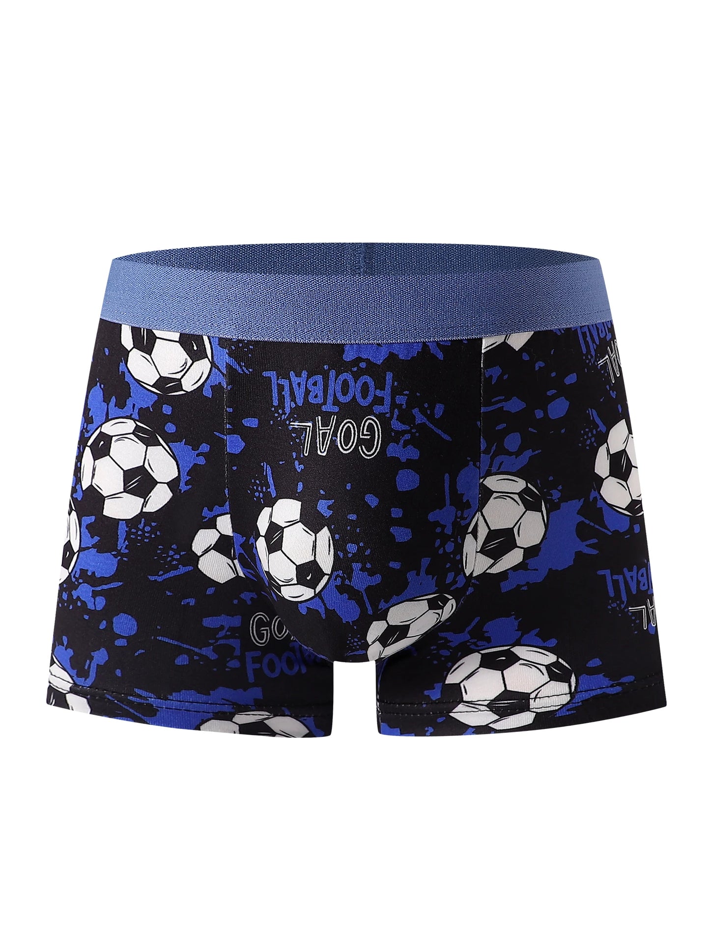 5-Piece Mixed Set of Boys' Underwear with Football Print, Soft and Comfortable, Suitable for Elementary School Students, Home Casual Wear, and Sports, for Children Aged 4-8