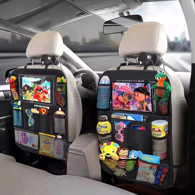 1/2PCS Car Seat Storage Bag Waterproof Durable Oxford Fabric with Touch Screen Tablet Holder Anti-Kick Seat Back Bag Auto Parts