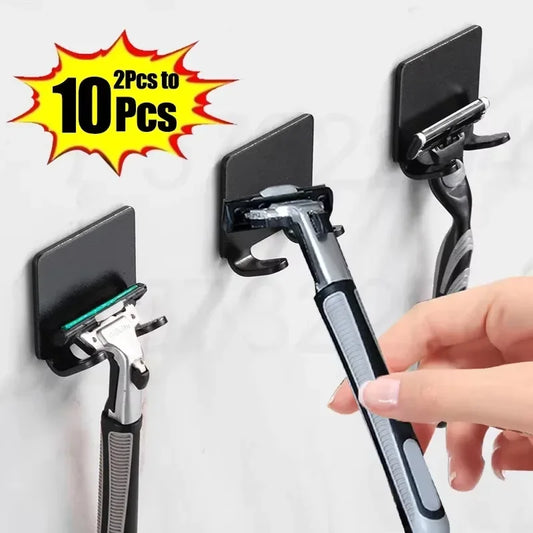 Punch-Free Wall-Mount Razor Holder – Bathroom Shaver Storage Rack