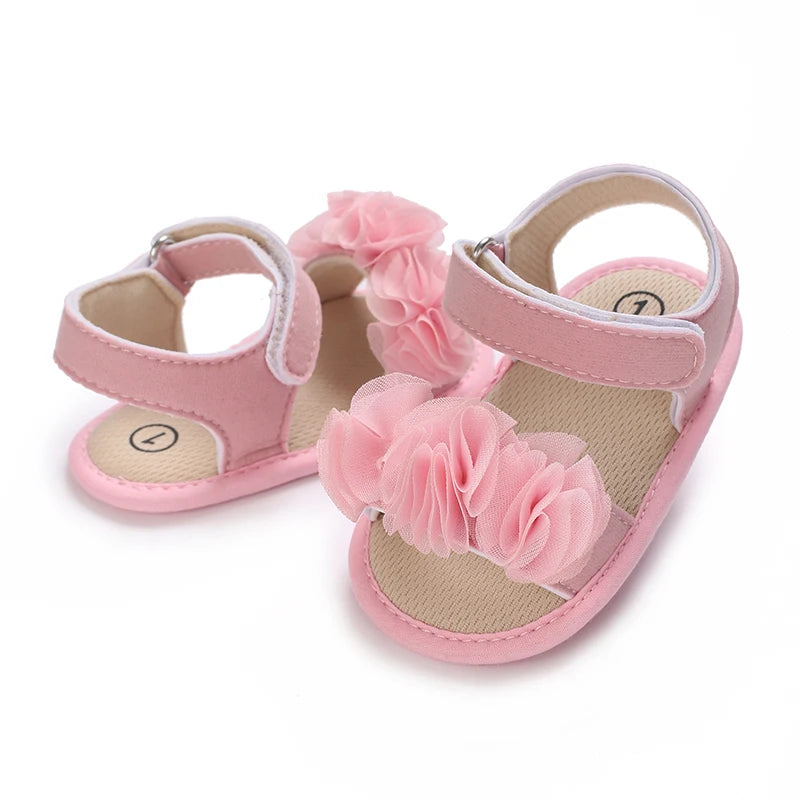 Baby Girls Sandals Soft Sole Summer Infant Wedding Dress Flat Shoes Beach Sandal Newborn Crib Shoes First Walkers