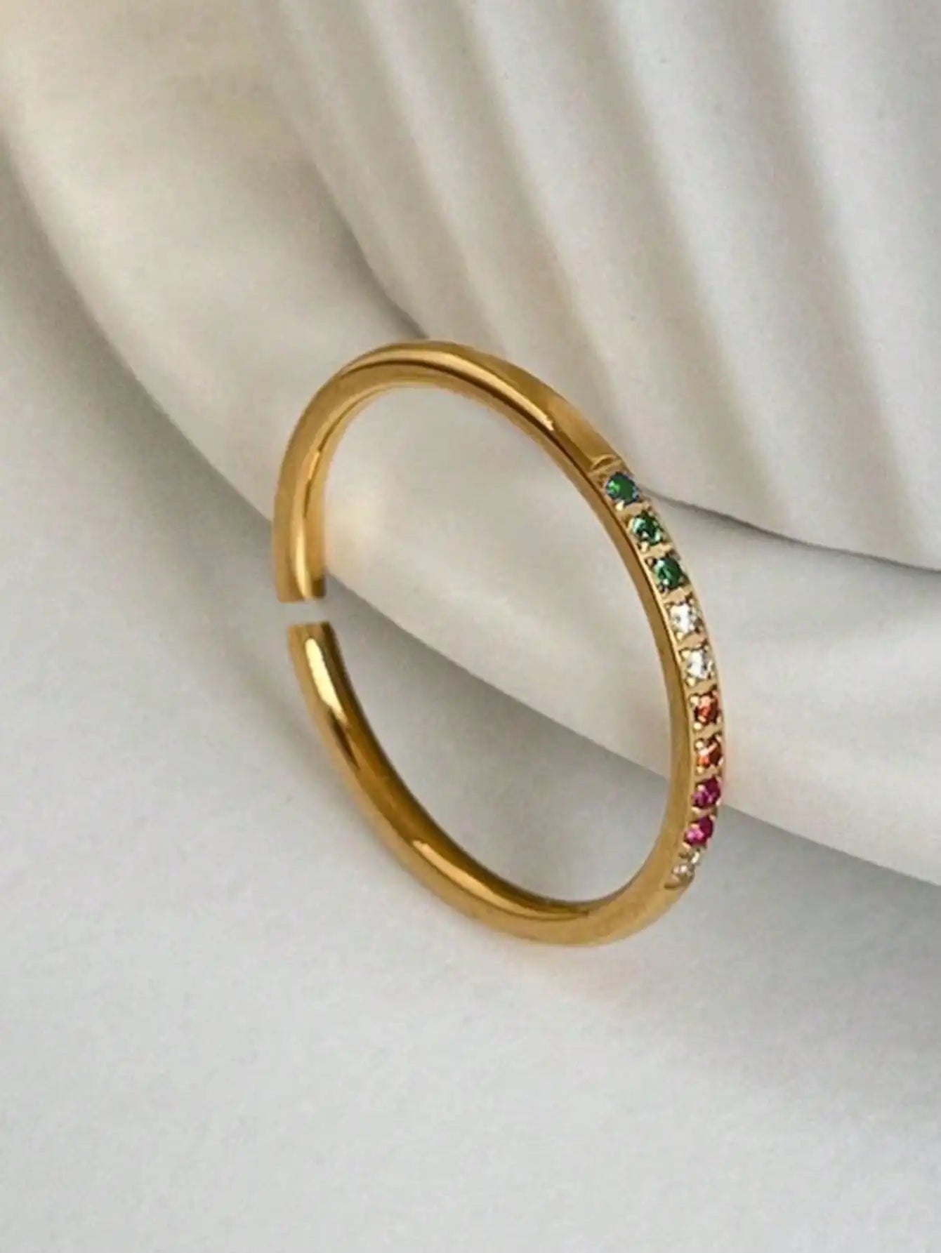 2pcs/Set Colorful Cubic Zirconia Gold-Tone Waterproof Star Rings Set, Jewelry Gift  double rings for friend  jewelry Y2k fashion