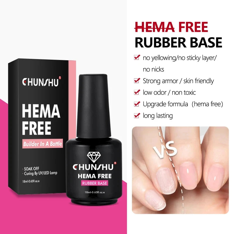 CHUNSHU Hema FREE Construction UV Gel 18ml Builder Nail Gel In A Bottle Semi Permanent Thick Rubber Base Gel Extension Nails Art